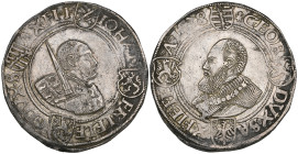 Germany, Saxony, Johann Friedrich the Magnanimous and Georg (1534-1539), thaler, 1538, Freiberg, obv., bust of Johann Friedrich right holding sword, r...