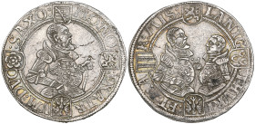 Germany, Saxony, Ernestine Line, Johann Friedrich II, Johann Wilhelm, and Johann Friedrich III (1554-1557), thaler, undated, Saalfeld (Dav. 9746), min...