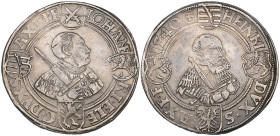 Germany, Saxony, Ernestine Line, Johann Friedrich I and Heinrich IV (Albertine), thaler, 1540, Annaberg, obv., mantled bust of Johann right, holding s...