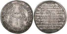 Germany, Saxe-Gotha-Altenburg, Ernst the Pious (1640-75), thaler, 1669, Gotha, commemorating the marriage of his son Friedrich to Magdalena Sibylla of...