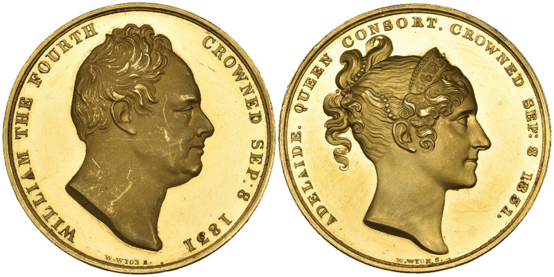 William IV, Coronation, 1831, gold medal, by William Wyon after Chantrey, 33.3mm...