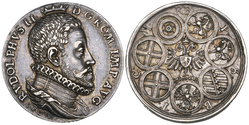 Austria, Rudolph II (1552-1612; Holy Roman Emperor from 1576), silver medal by V...