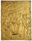 Germany, Augsburg, attributed to the workshop of Christof Lencker (1566-1613), The Adoration of the Magi, bronze-gilt plaque, the Holy Family with the...