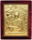 Netherlands (early 17th century), The Penitent Magdalene, copper-gilt repoussé plaque after a print by Jacques Granthomme (1550/60-1622), the saint in...