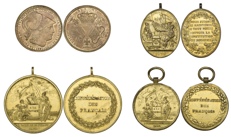 France, French Confederation, 14 July 1790 bronze-gilt medals (3), by Gatteaux (...