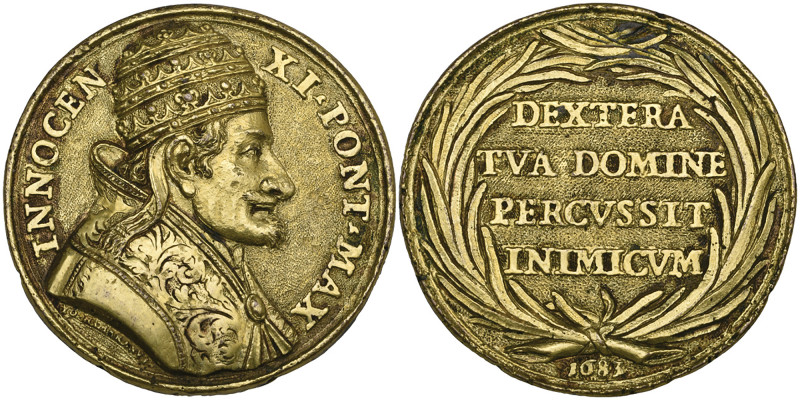 Italy, Papacy, Innocent XI (1676-89), Liberation of Vienna, 1683, bronze-gilt me...