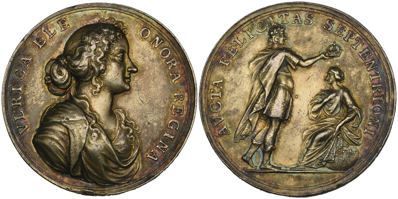 Sweden, Carl XI, Coronation of Ulrica Eleonora ,1680, silver-gilt medal, by A. K...