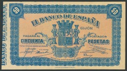 50 Pesetas NO EMITIDO. Septiembre de 1937. Banco de España, Gijón. (Edifil 2017: NE33a). EBC++.