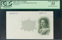 Espectacular conjunto de cinco pruebas progresivas del billete de 5000 Pesetas emitido el 11 de Junio de 1938 con la imagen de Mariano Fortuny en el a...