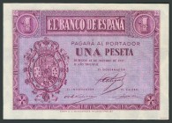 1 Peseta. 12 de Octubre de 1937. Banco de España, Burgos. Serie A. (Edifil 2017: 425). SC.