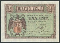 1 Peseta. 30 de Abril de 1938. Banco de España, Burgos. Serie A. (Edifil 2017: 428). SC-.