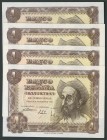 Conjunto de 4 billetes de 1 Peseta con numeraciones correlativas de la emisión de 19 de Noviembre de 1951. Serie F. (Edifil 2017: 461a). SC.