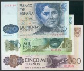 Serie de los tres billetes de 500, 1000 y 5000 Pesetas. 23 de Octubre de 1979. Sin serie. (Edifil 2017: 476/478). SC.