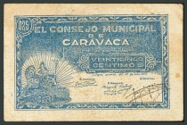 CONSEJO MUNICIPAL DE CARAVACA (MURCIA). 25 Céntimos. 1937. Firma al dorso. (Montaner: 447-F, González: 1609). MBC.