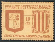MADRID. 10 Céntimos. Pro-Ajut queviures Madrid-Fronts Generals, Damnificats de Guerra. Guillamon 2346, lo cita multicolor como sello. MBC+. Raro.
