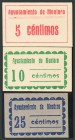 AYUNTAMIENTO DE MONTORO (CORDOBA). Serie completa de 5-10 y 25 Céntimos. (Montaner: 962-C/D/E, González: 3669-3670-3671). SC.