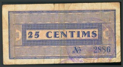 CONSELL MUNICIPAL DE MONTBRIO DEL CAMP (TARRAGONA). 25 Céntimos. 1937. Marca del ayuntamiento al dorso. (Montaner: 945-F). BC+. Escaso.