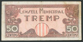 CONSELL MUNICIPAL DE TREMP (LLEIDA). 50 Céntimos. Montaner Nº 1484-E. BC.