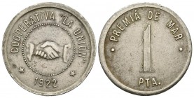 COOPERATIVA LA UNION. PREMIA DE MAR. 1 Peseta. 1922. Ni. 4,31g. MBC+.