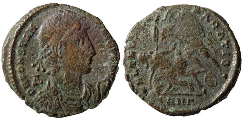 Constantinus II. (351-354 AD). Follis. Antioch. Obv: D N CONSTANTIVS P F AVG. di...