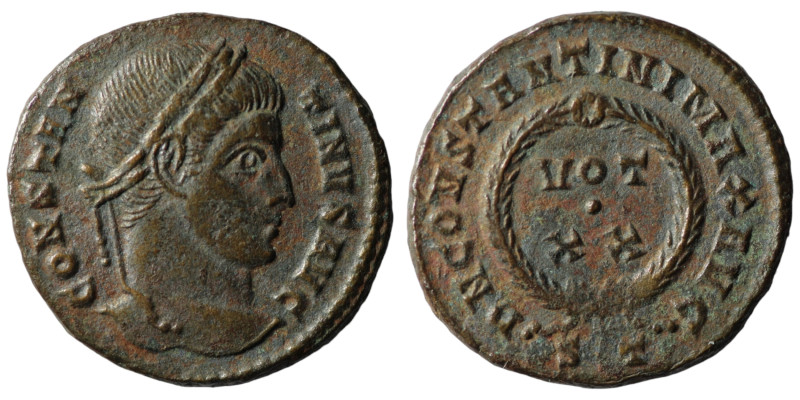 Constantinus I. (307-337 AD). Follis. Obv: CONSTANTINVS AVG. laureate bust of Co...