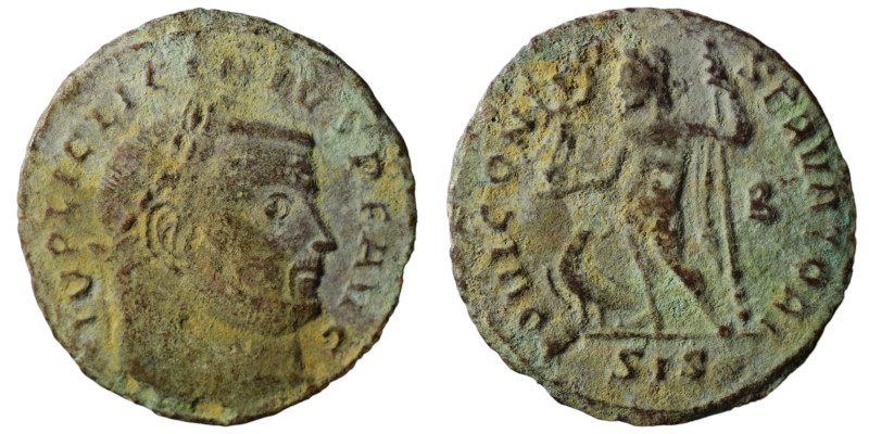 Licinius I. (317-320 AD). Follis. Siscia. Obv: IMP LICINIVS PF AVG. laureate bus...