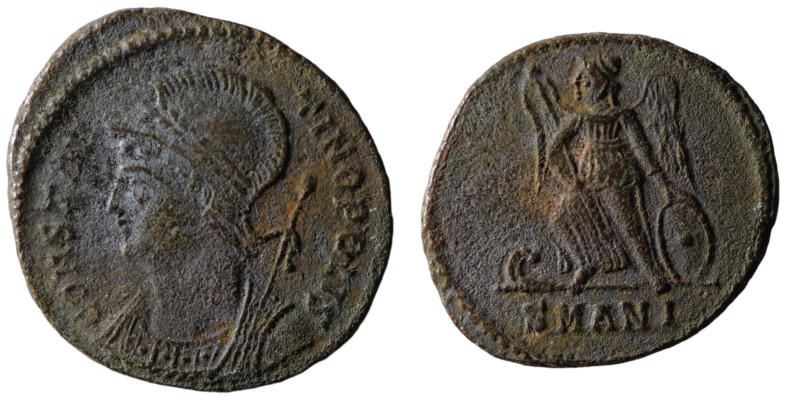 Constantinus I. (334-335 AD). Follis. Antioch. Obv: CONSTANTINOPOLIS. helmeted b...