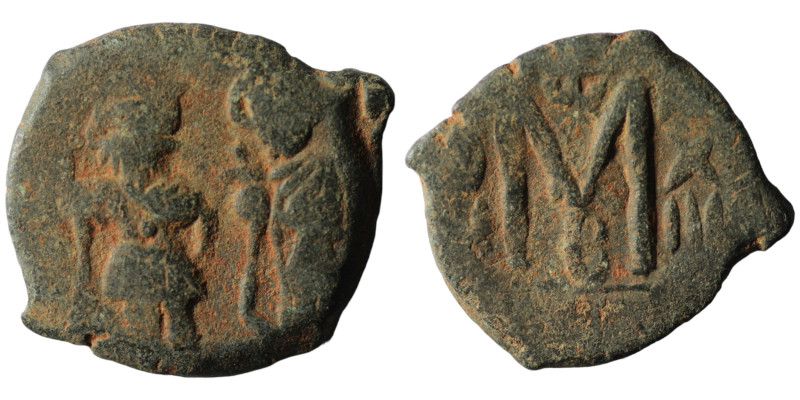 Heraclius and Heraclius Constantine. (610-641 AD) Æ Follis. Obv: Heraclius and H...