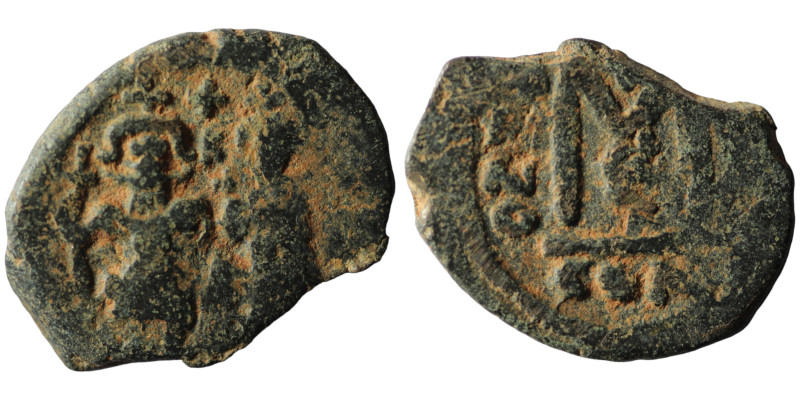 Heraclius and Heraclius Constantine. (610-641 AD) Æ Follis. Constantinople. Obv:...