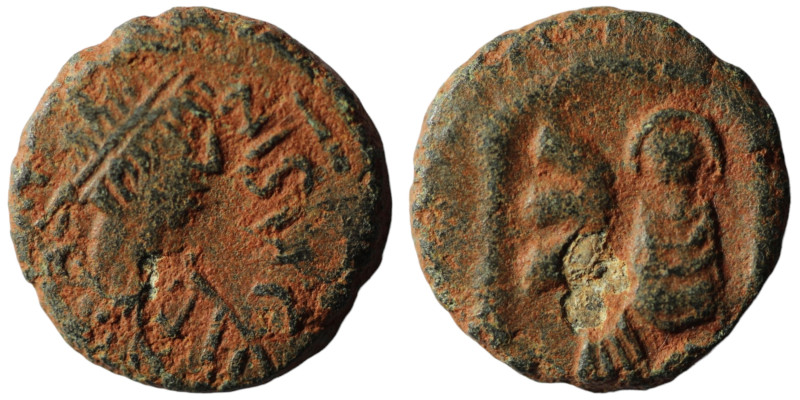 Justin I. (518-527 AD). Pentanummium. Obv: diademed bust of Justin I. right. Rev...