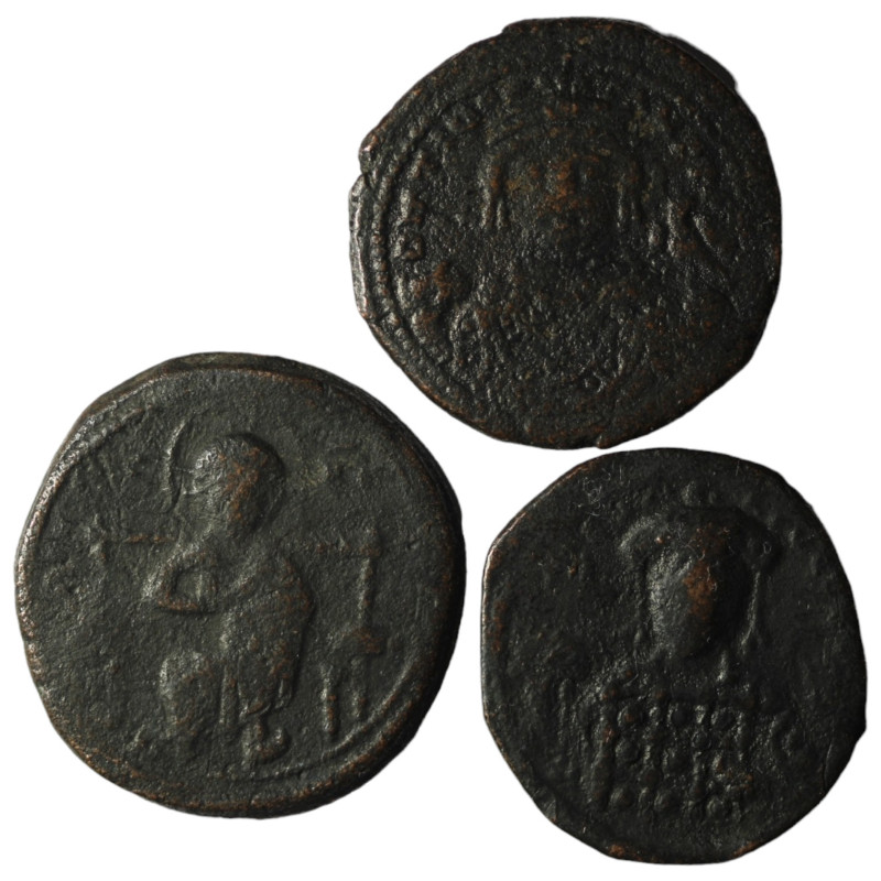 Lot of 3 Byzantine bronze Follis. repatinated. sold as seen, no return.