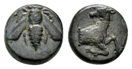 IONIA. Ephesos.(Circa 390-380 BC).Ae.

Obv : Ε - Φ.
Bee.

Rev : Forepart of stag right, head left.

SNG Copenhagen 244.

Condition : Good very fine.

...