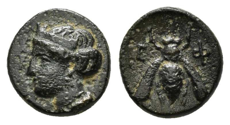 IONIA.Ephesos.(Circa 375-325 BC).Ae.

Obv : Female head left, wearing stephane.
...
