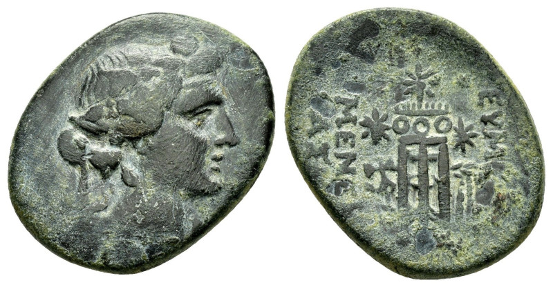 PHRYGIA. Eumeneia.( Circa 133-30 BC). Ae.

Obv : Head of Dionysos to right, wear...