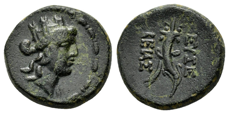 CAPPADOCIA. Caesareia (as Eusebeia).(Circa 95-63 BC).Ae.

Obv : Turreted head of...