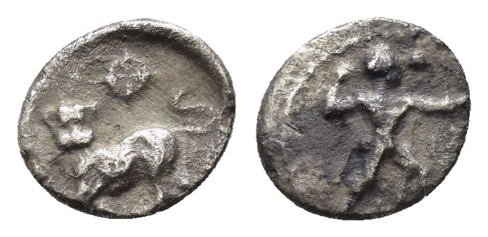 CILICIA.Myriandros.Mazaios(?) (BC 361-334) Obol.

Obv : Apollo standing right, s...