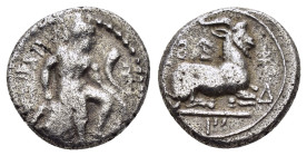 CYPRUS. Salamis. Evagoras I (Circa 411-374 BC). 1/3 Stater.

Obv : Herakles seated right on rocks, holding club and cornucopia; Cypriot legend around....