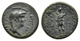 LYDIA. Maeonia. Nero (54-68). Ae. 

Obv: N?P?N KAICAP.
Laureate head right.

Rev: MAION?N MENEKPATOYC / ?? TI K?.
Mên standing left, holding pine cone...
