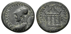LYDIA. Sardes. Pseudo-autonomous. Time of Vespasian (69-79). Ae. 

Obv : ЄΠΙ ΤΙ ΚΛΑ ΦΙΛЄΙΝΟV CΤΡ.
Helmeted and draped bust of Athena left, wearing aeg...