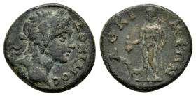 PHRYGIA.Docimeium. Pseudo-autonomous issue. temp. Severans(193-235).Ae.

Obv :
Laureate head of Dokimos right.

Rev :
Hermes standing left, holding pu...