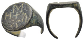 ANCIENT BYZANTINE BRONZE RING.(7rd–8th centuries).Ae.

Condition : Good very fine.

Weight : 10.91 gr
Diameter : 22 mm