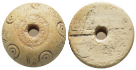 ANCIENT SPINDLE WHORL.(8th-12th century).Bone.

Condition : Good very fine.

Weight : 8.16 gr
Diameter : 27 mm