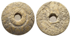 ANCIENT SPINDLE WHORL.(8th-12th century).Bone.

Condition : Good very fine.

Weight : 2.00 gr
Diameter : 18 mm