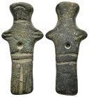 ANCIENT GREEK BRONZE STATUETTE.(1st-2nd century).Ae.

Condition : Good very fine.

Weight : 15.41 gr
Diameter : 42 mm