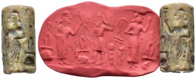 MESOPOTAMIA.Brown Serpentine Stone.(circa 2100-1940 BC).

Condition : Good very fine.

Weight : 30.66 gr
Diameter : 37X19 mm