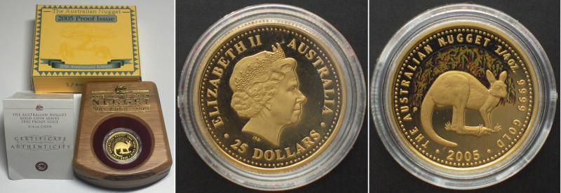 AUSTRALIAN NUGGET. 25 $ 2005, Kangaroo, gold 1/4 oz, 250 only issued!