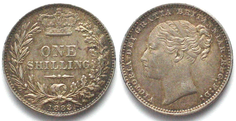 GREAT BRITAIN Shilling 1883 VICTORIA silver UNC-! KM# 734.4