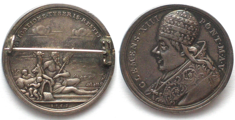 PAPAL STATES. CLEMENT XIII. Medal 1763, silver by Hamerani, 31mm, SCARCE! CLEMEN...