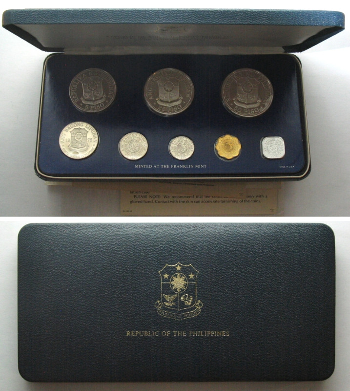 PHILIPPINES. 1975 Proof Set, with 50 & 25 Piso in silver