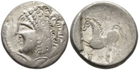 CENTRAL EUROPE. East Noricum. 'Samobor' type. Tetradrachm (AR, 25 mm, 9.90 g) 2nd–1st century BC.

Stylized diademed head left. / Stylized horse lef...